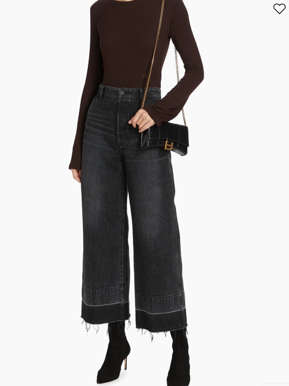 Moussy Vintage Elba Wide Leg Ankle Crop Jeans 28 Black High Rise Rigid Denim